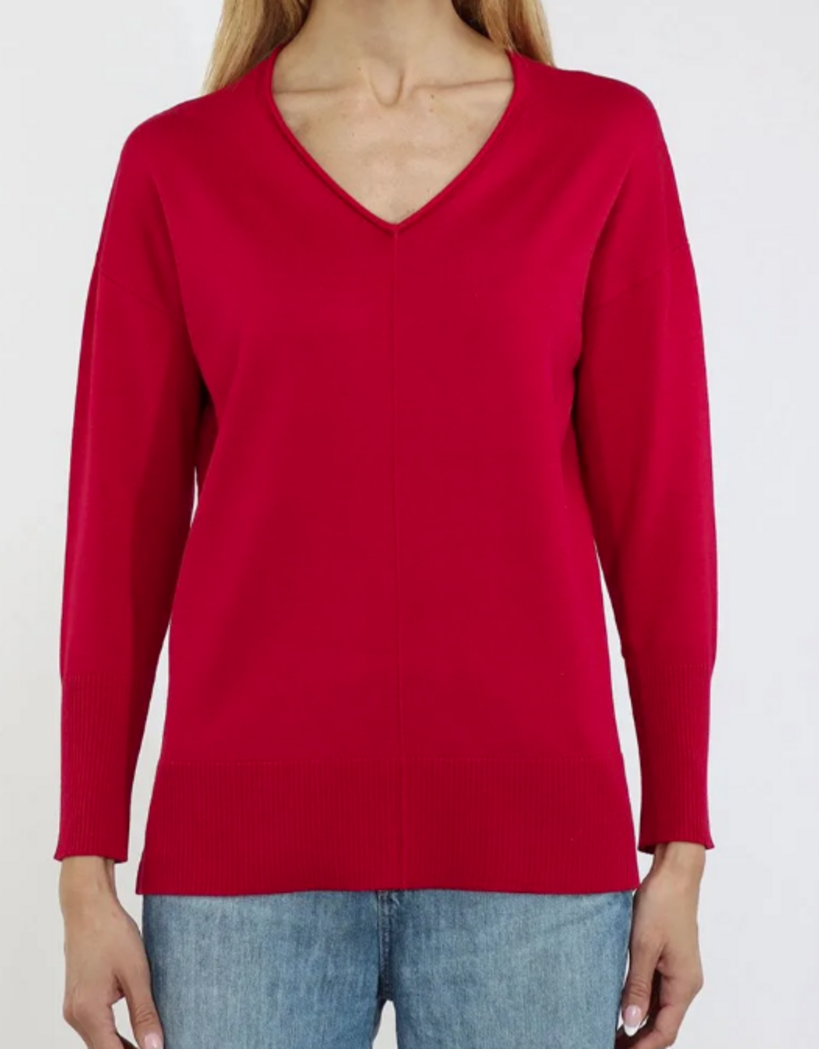 Metric Knits Metric Knits Winterberry Roll V-Neck Long Sleeve  Top