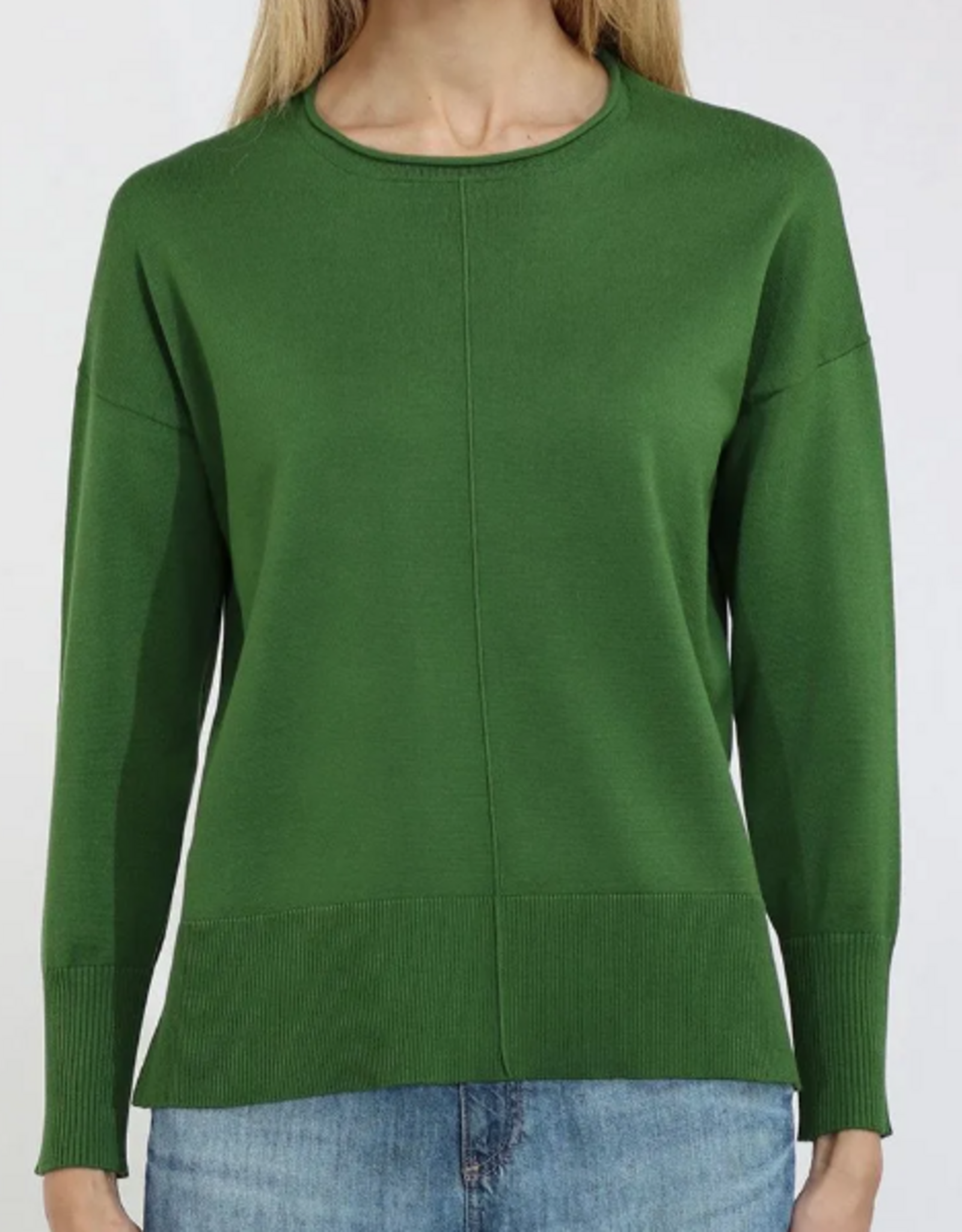 Metric Knits Metric Knits 32279 Courtyard Green Round  Roll Neck Long Sleeve Top AC