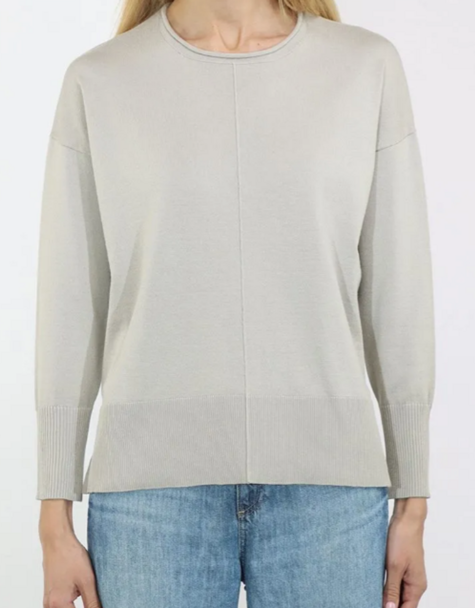 Metric Knits Metric Knits Sea Salt Round  Roll Neck Long Sleeve Top