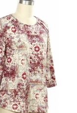 Links Links Brandy Teal Tan Round Neck 3/4 Sleeve Top