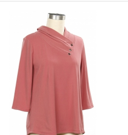 Links Links Coral Quartz Button Neck 3/4 Sleeve Top