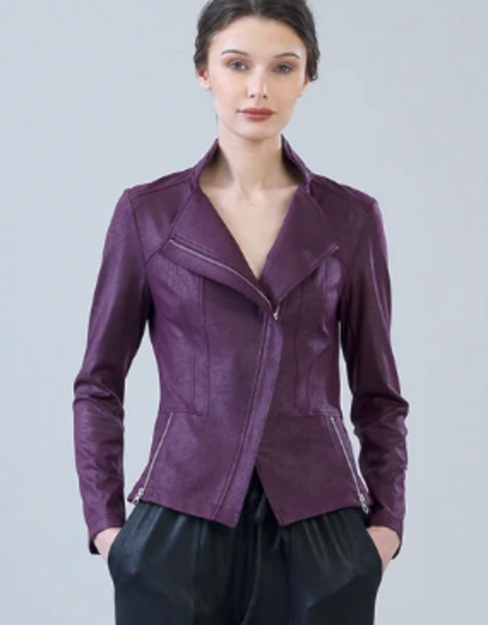 Clara Sun Woo Clara Sun Woo Plum Liquid Leather Jacket