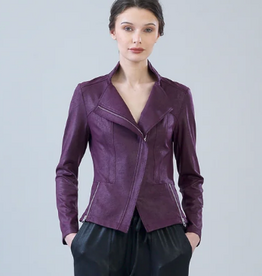 Clara Sun Woo Clara Sun Woo Plum Liquid Leather Jacket