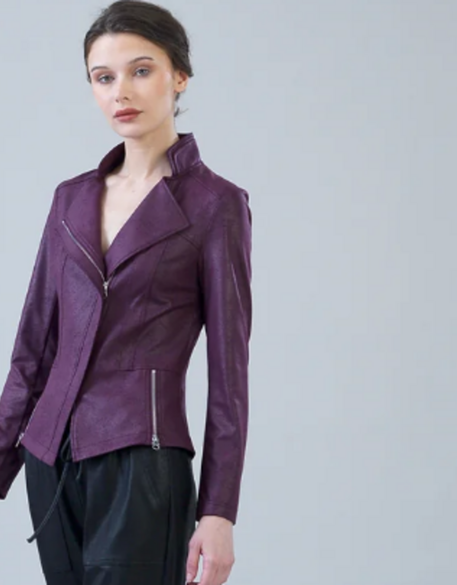 Clara Sun Woo Clara Sun Woo Plum Liquid Leather Jacket