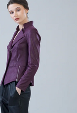 Clara Sun Woo Clara Sun Woo Plum Liquid Leather Jacket