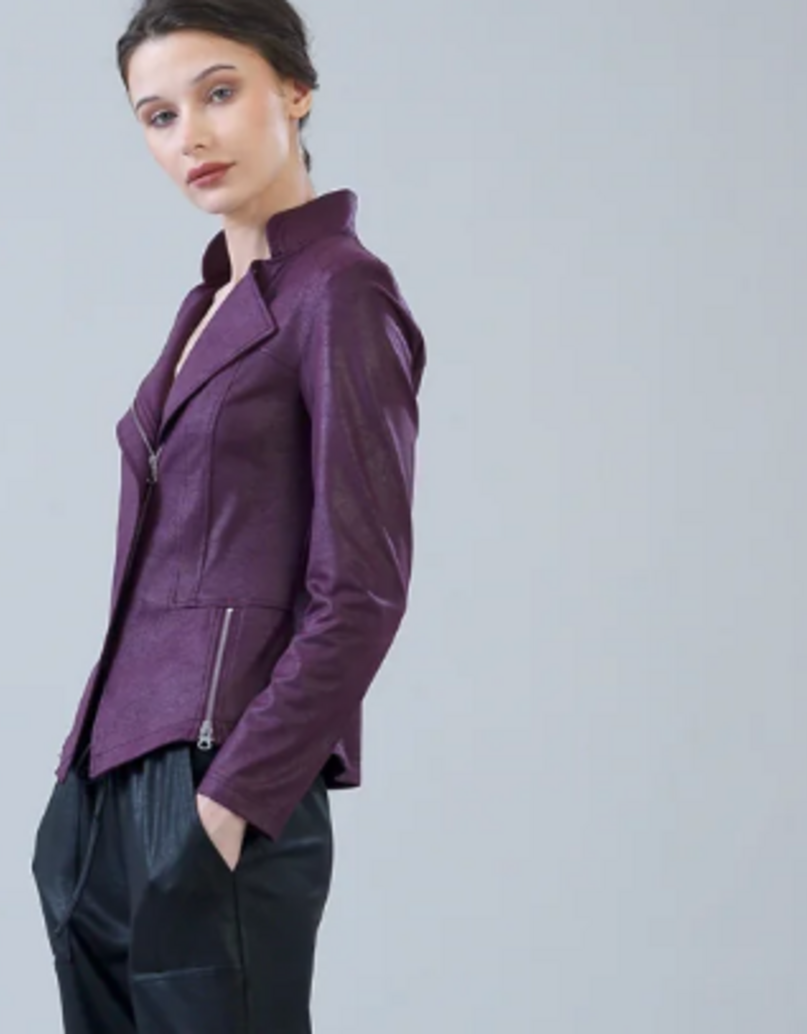 Clara Sun Woo Clara Sun Woo Plum Liquid Leather Jacket