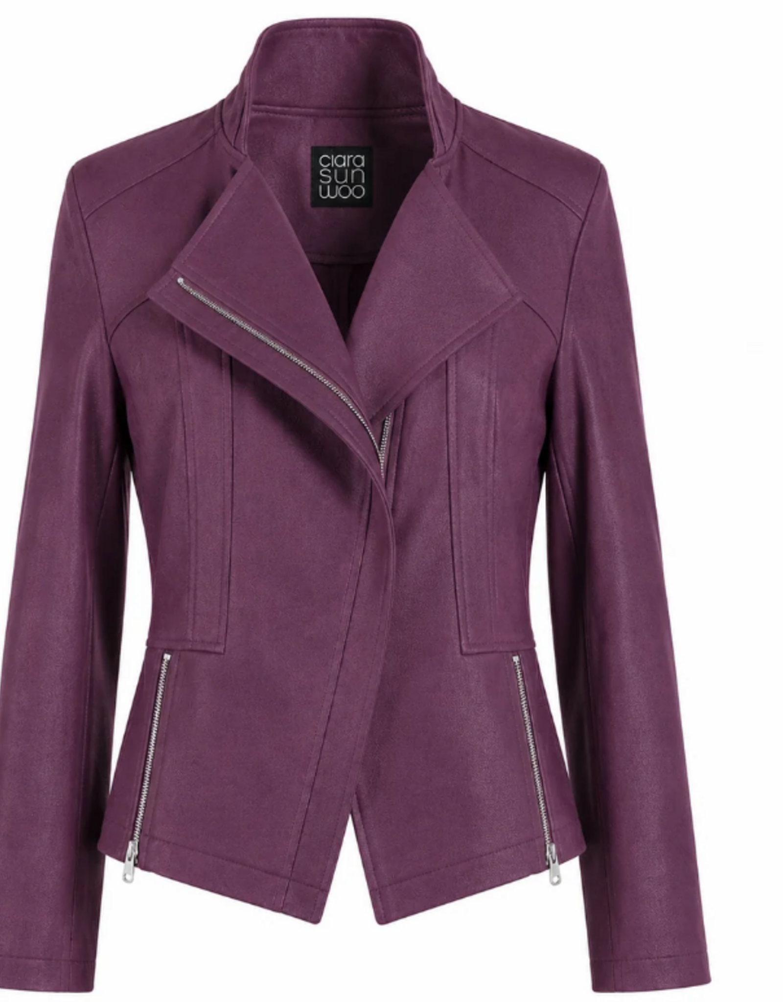 Clara Sun Woo Clara Sun Woo Plum Liquid Leather Jacket