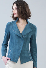 Clara Sunwoo Clara Sun Woo Blue Moss Liquid Leather Faux Suede Jacket