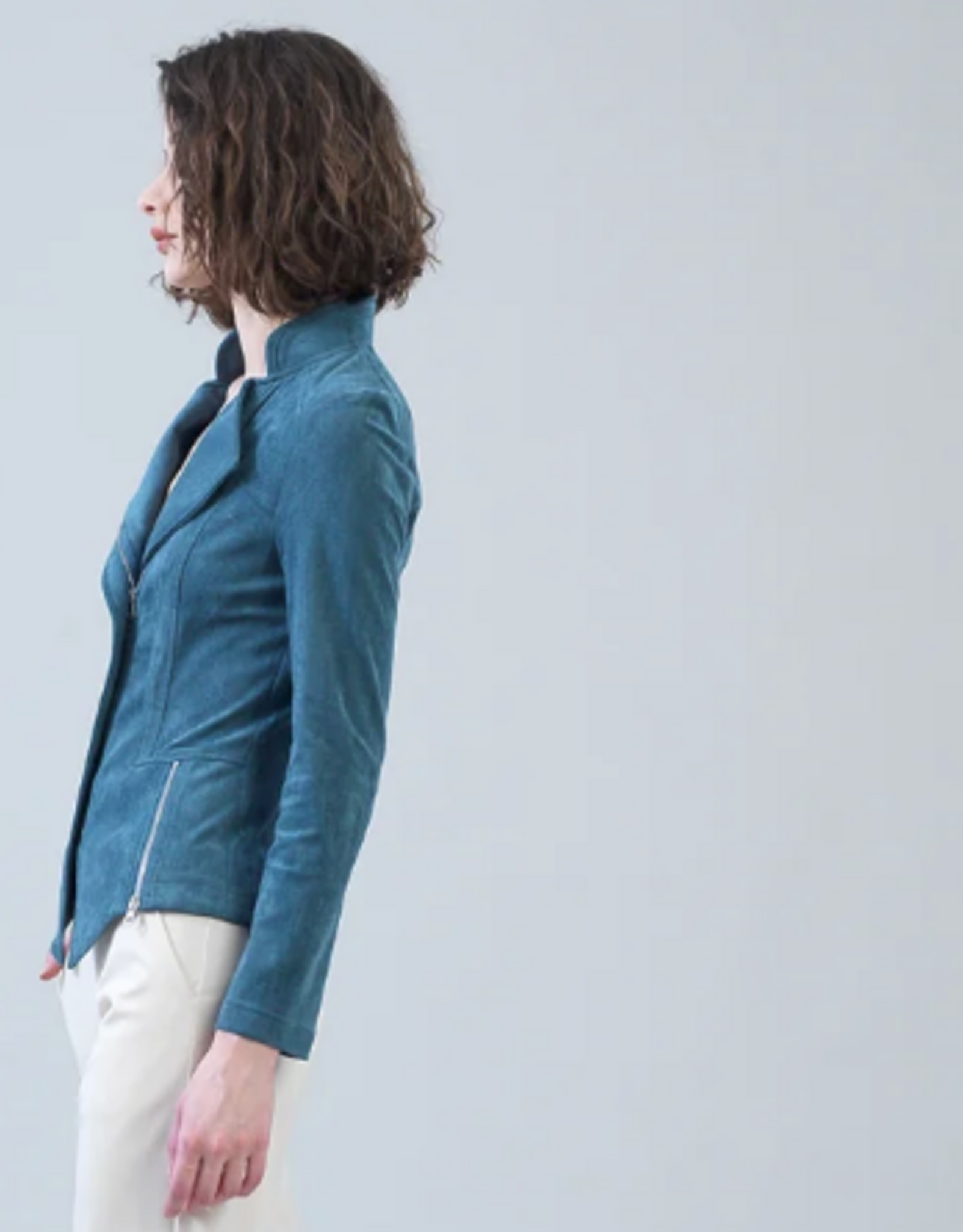 Clara Sunwoo Clara Sun Woo Blue Moss Liquid Leather Faux Suede Jacket