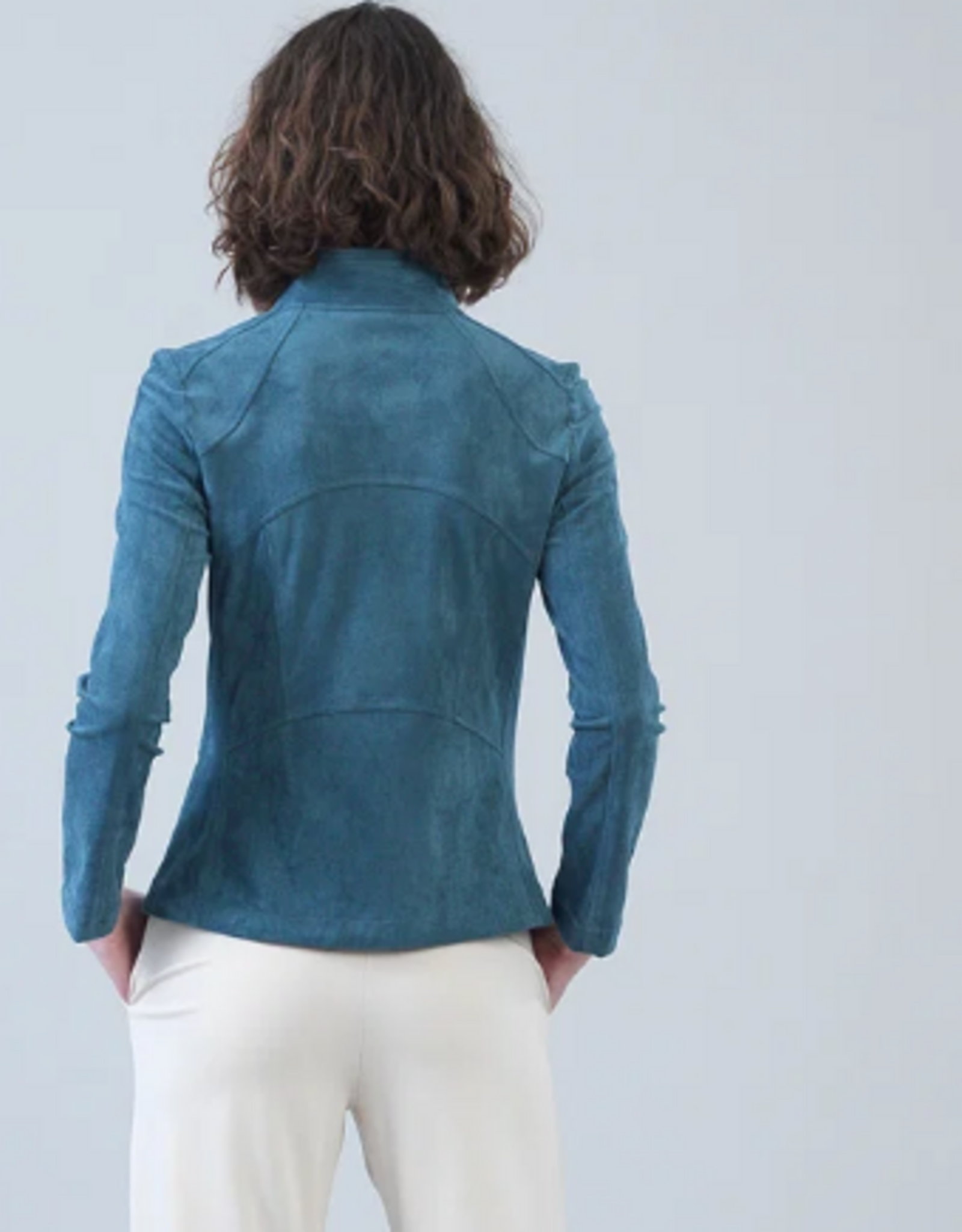 Clara Sunwoo Clara Sun Woo Blue Moss Liquid Leather Faux Suede Jacket