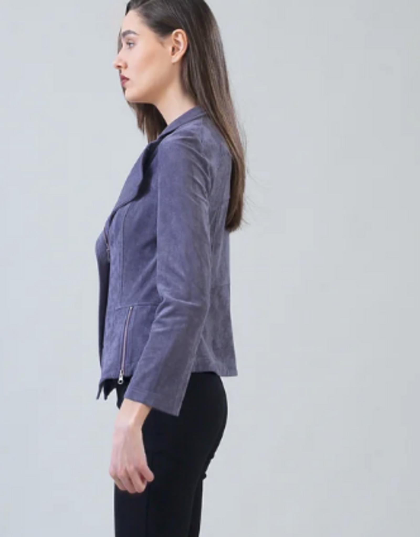 Clara Sunwoo Clara Sun Woo Violet  Liquid Leather Faux Suede Jacket