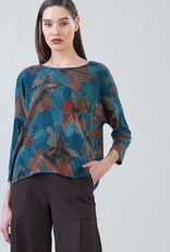 Clara Sunwoo Clara Sun Woo Autumn Foliage Print   Loose Cut Side Tipped Sweater