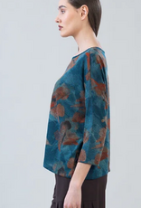Clara Sunwoo Clara Sun Woo Autumn Foliage Print   Loose Cut Side Tipped Sweater