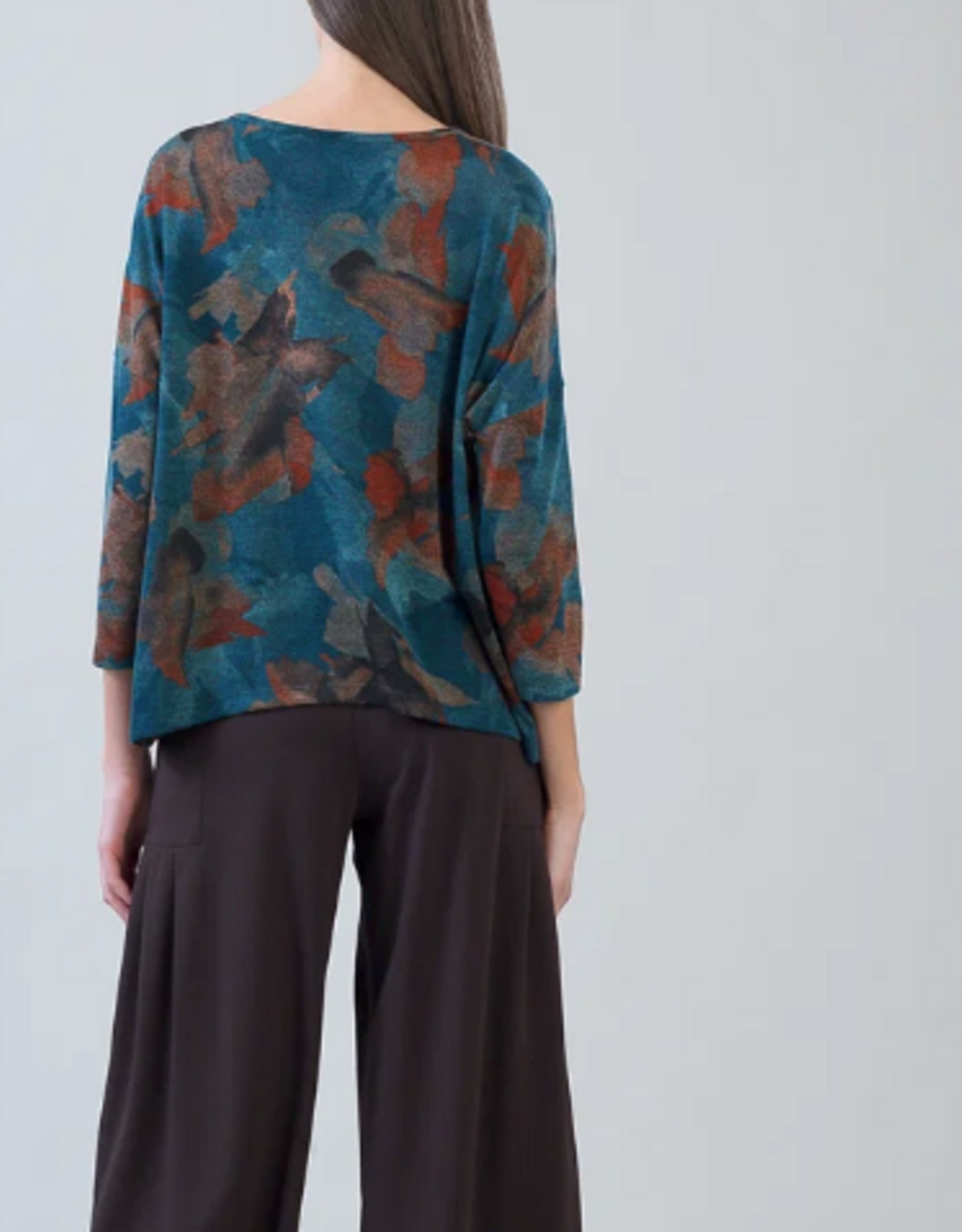 Clara Sunwoo Clara Sun Woo Autumn Foliage Print   Loose Cut Side Tipped Sweater