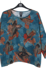 Clara Sunwoo Clara Sun Woo Autumn Foliage Print   Loose Cut Side Tipped Sweater