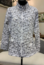 Lulu B Lulu SPX7418 White/Silver Cocktail Glass Print DRGO Zip Up Jacket