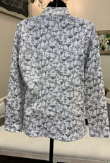 Lulu B Lulu SPX7418 White/Silver Cocktail Glass Print DRGO Zip Up Jacket