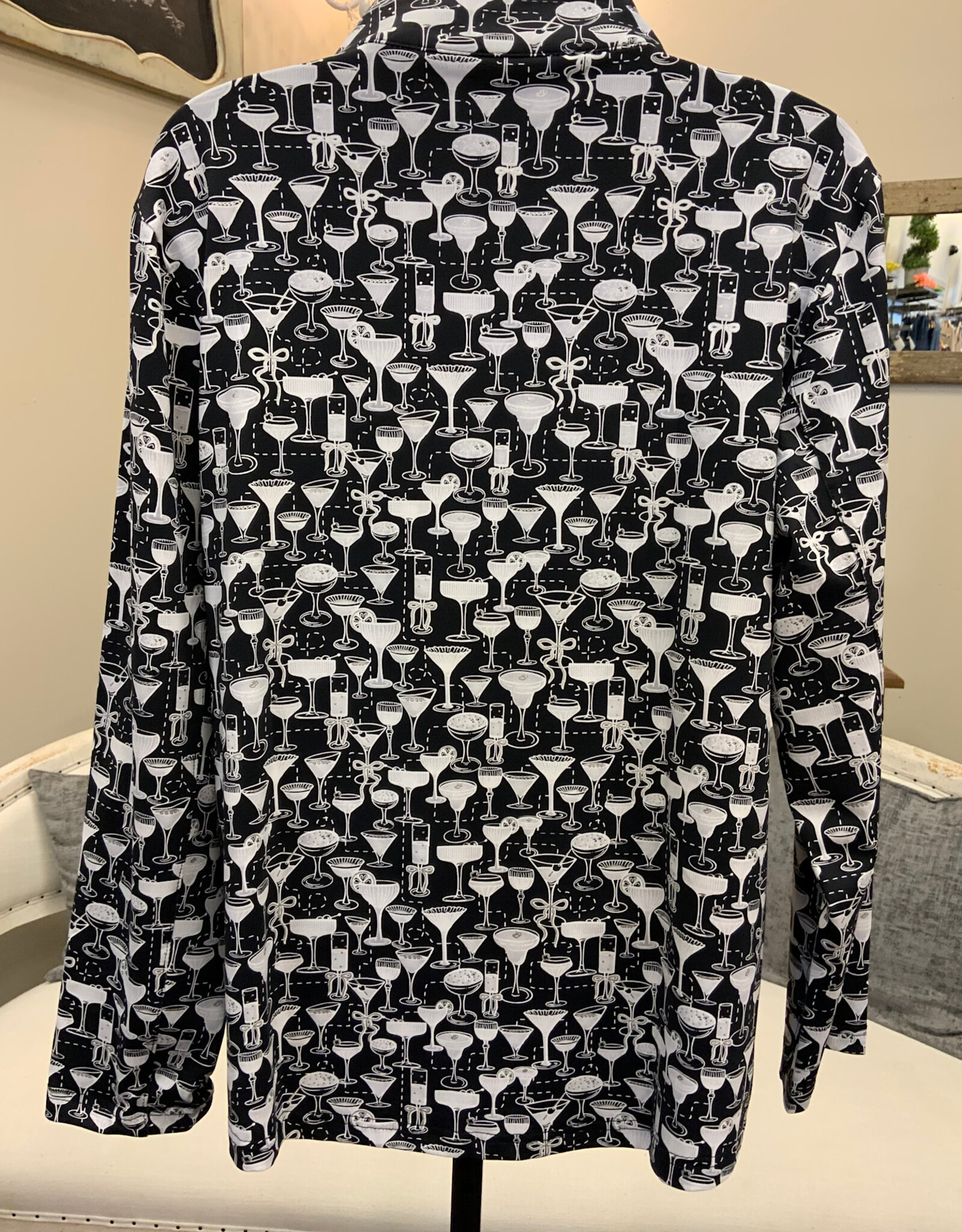Lulu B Lulu B Blk/WHT Champagne Glass Print DRSV