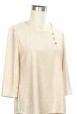 Southern Lady Southern Lady Pearl Textured Fabric Round Neck 3/4 Sleeve Top