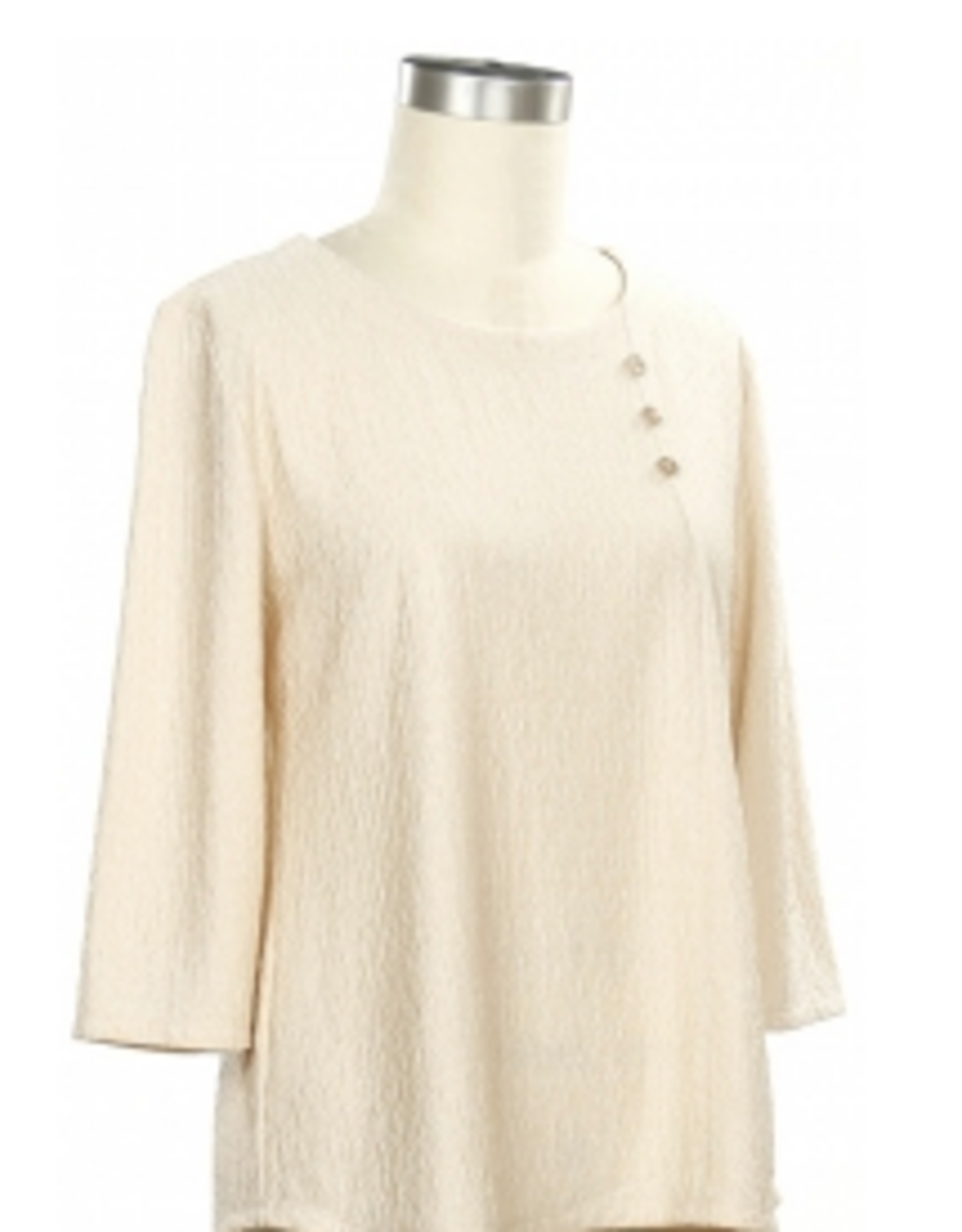 Southern Lady Southern Lady Pearl Textured Fabric Round Neck 3/4 Sleeve Top