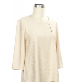 Southern Lady Southern Lady Pearl Textured Fabric Round Neck 3/4 Sleeve Top