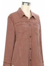 N Touch N Touch Brown Sugar Wolsley Button Up Long Sleeve Textured  Top
