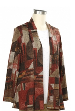Southern Lady Southern Lady Hickory Light Clay Print Open Long Sleeve Cardigan