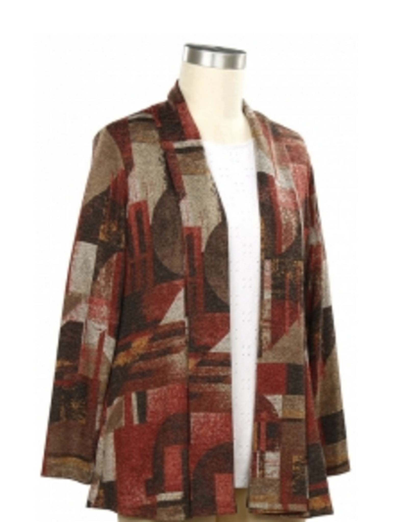 Southern Lady Southern Lady Hickory Light Clay Print Open Long Sleeve Cardigan