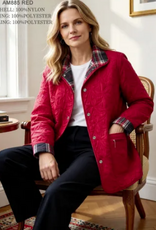 N Touch Creations Red/Printed Reversible Quilted  Snap Up Jacket