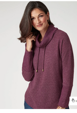Ruby Rd Ruby Rd Fig Cozy Cowl Neck Solid  Long Sleeve Pullover
