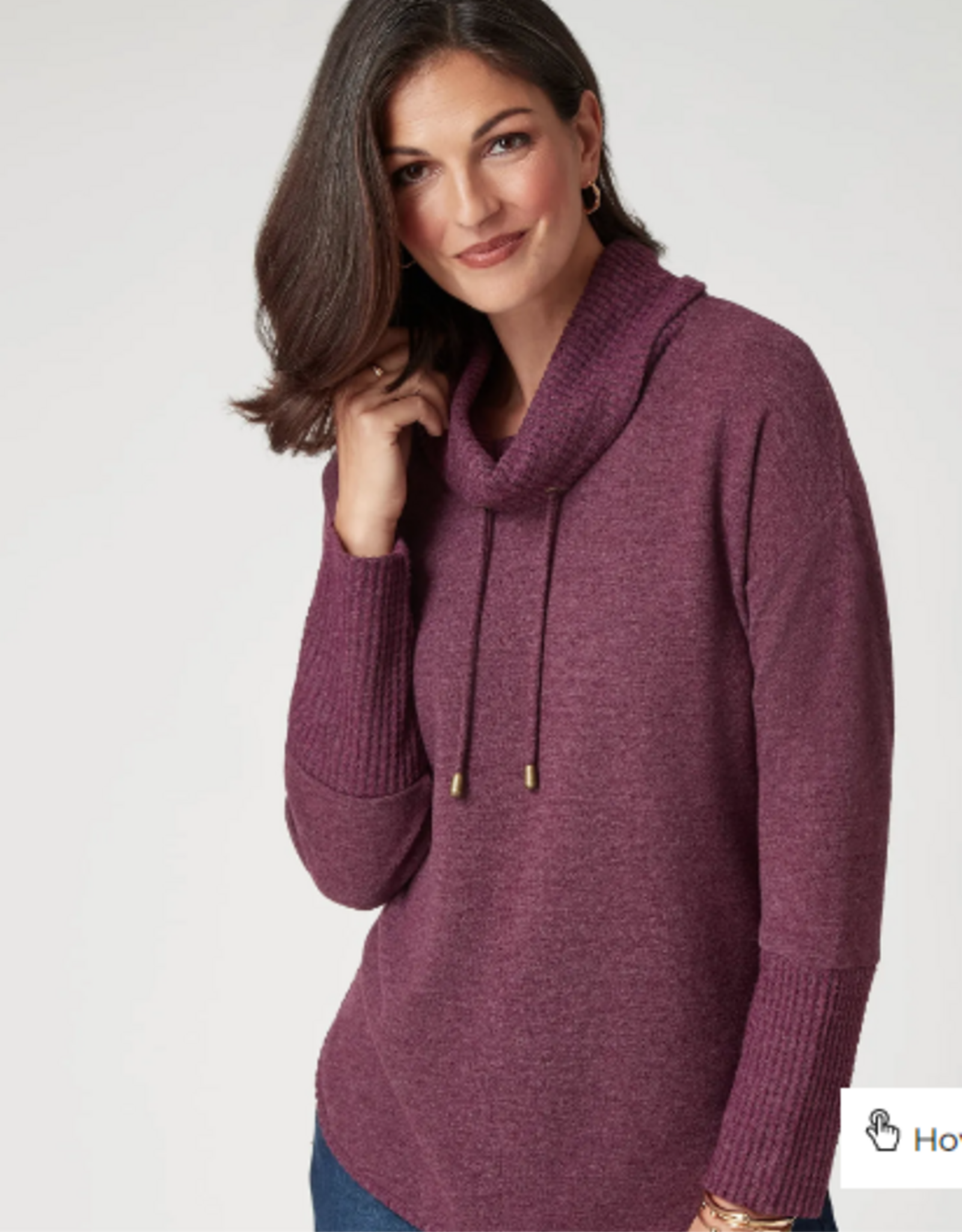 Ruby Rd Ruby Rd Fig Cozy Cowl Neck Solid  Long Sleeve Pullover