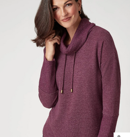 Ruby Rd Ruby Rd Fig Cozy Cowl Neck Solid  Long Sleeve Pullover