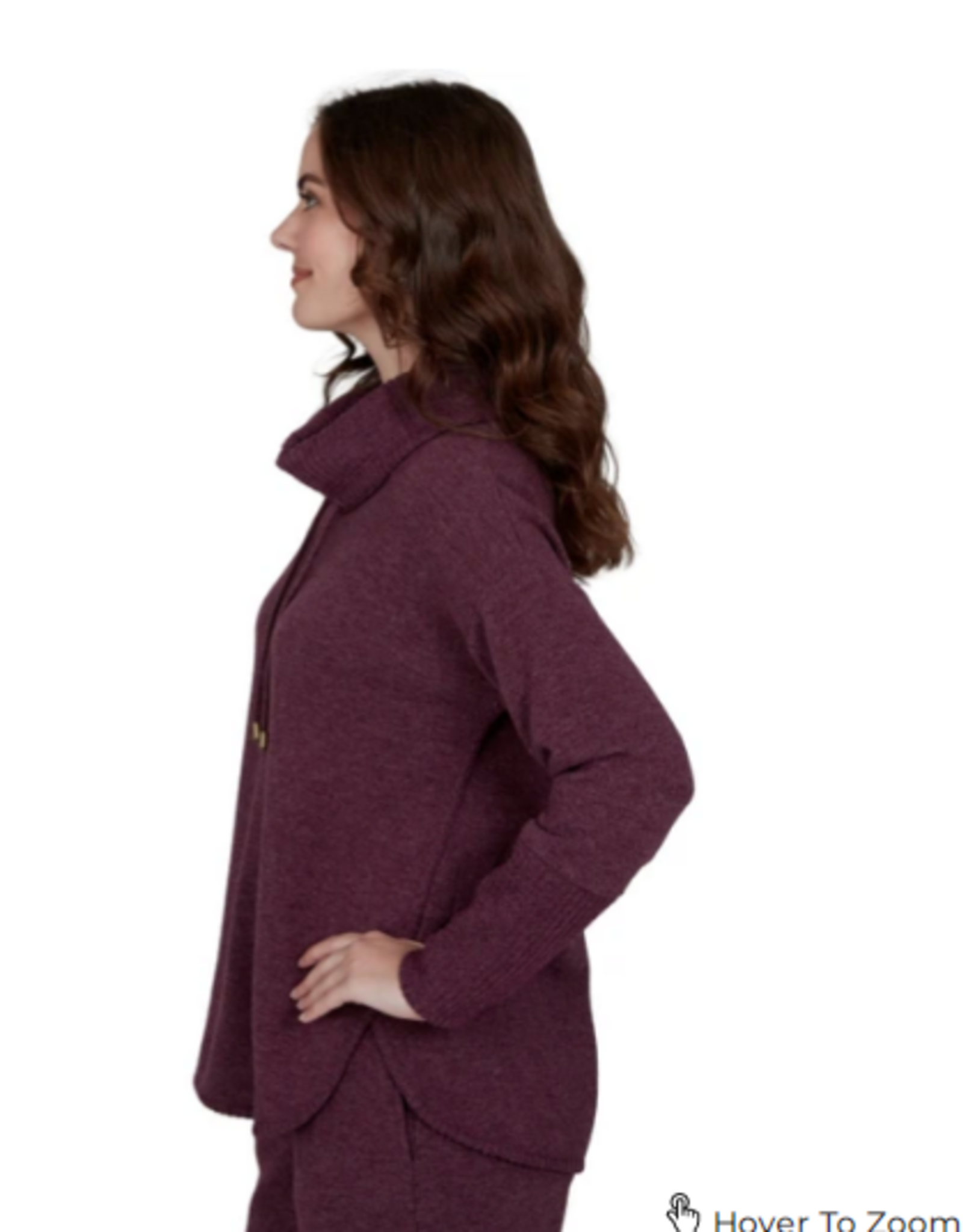 Ruby Rd Ruby Rd Fig Cozy Cowl Neck Solid  Long Sleeve Pullover