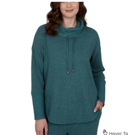 Ruby Rd Ruby Rd Forest Cozy Cowl Neck Solid  Long Sleeve Pullover