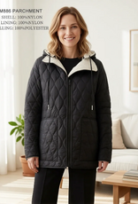 Creations Creation Taupe/Black Solid Quilted Reversible Jacket w/Hood