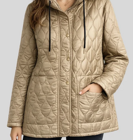 Creations Creation Taupe/Black Solid Quilted Reversible Jacket w/Hood