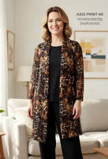 Creations Creation Brown Animal Print Long Sleeve Mesh Cardigan