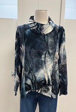 Creations Creation Grey Burnout Cowl Neck Long Sleeve Top