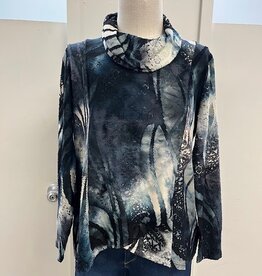Creations Creation Grey Burnout Cowl Neck Long Sleeve Top