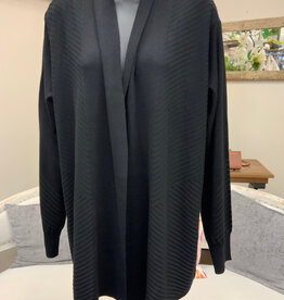 N Touch N Touch  Black  Effie Solid Rib  Long Sleeve Cardigan Sweater
