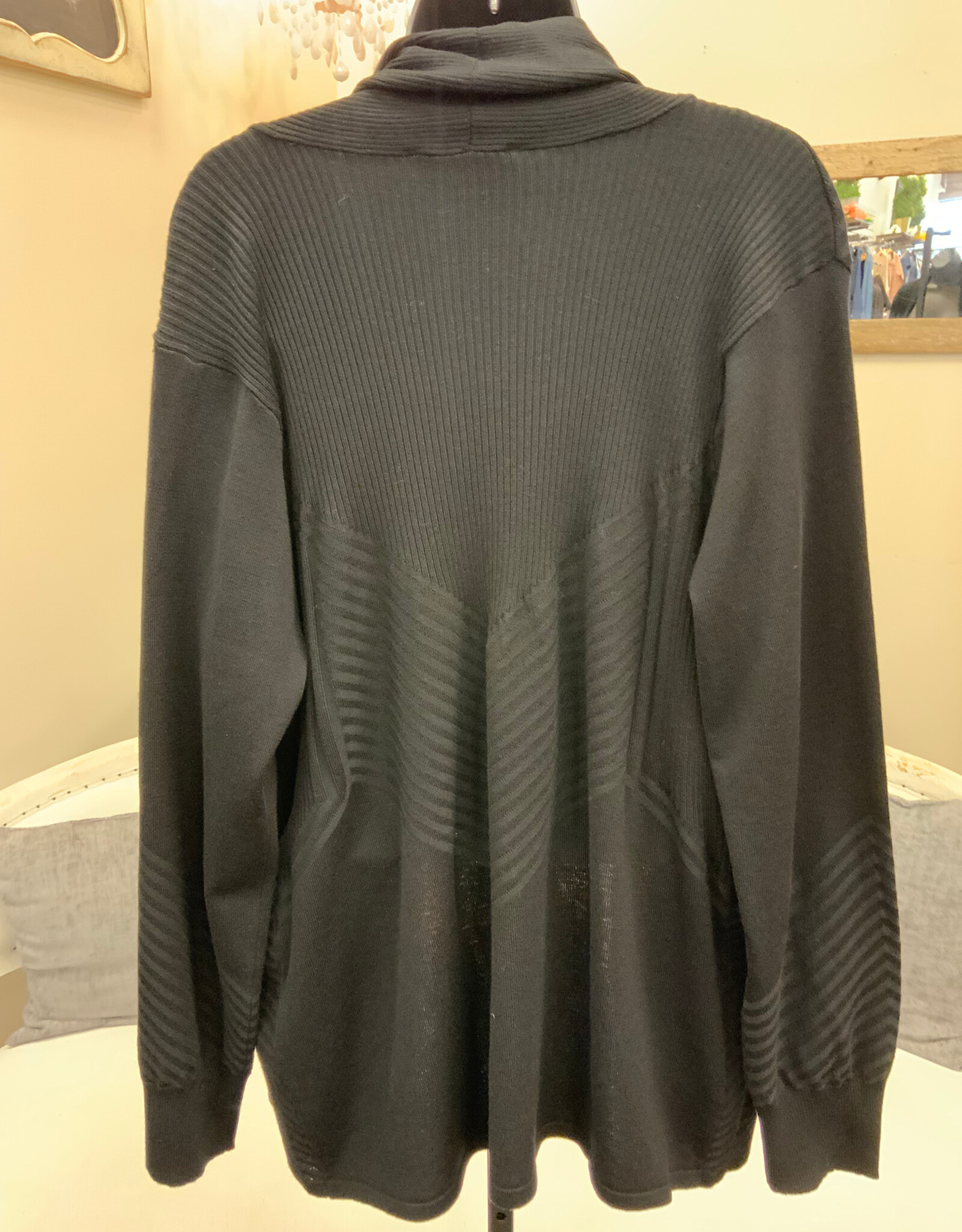 N Touch N Touch  Black  Effie Solid Rib  Long Sleeve Cardigan Sweater