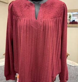 Democacy Democracy Heather Spiced Tea  Mandarin Neck L/S Sleeve Top