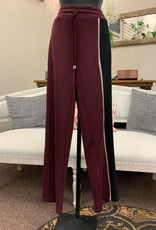 Pure Essence Pure Essence  Maroon/Black Scuba Fabric Pull On Pant