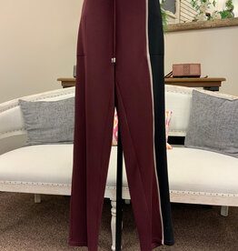 Pure Essence Pure Essence  Maroon/Black Scuba Fabric Pull On Pant
