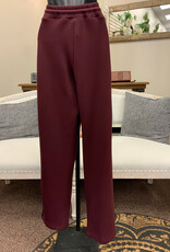 Pure Essence Pure Essence  Maroon/Black Scuba Fabric Pull On Pant