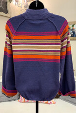 Democacy Democracy Blue/Raspberry  Mock Neck 3/4 Sleeve Bubble Hem
