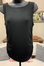 Kylie Paige Kylie Paige  Black Nicole Round Neck Side Ruching Sleeveless Top