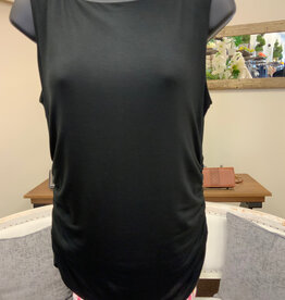 Kylie Paige Kylie Paige  Black Nicole Round Neck Side Ruching Sleeveless Top