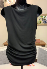 Kylie Paige Kylie Paige  Black Nicole Round Neck Side Ruching Sleeveless Top