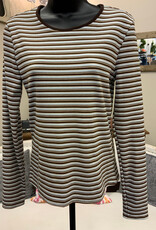 Kylie Paige Kylie Paige  Brown Stripe Softy Aurora Round Neck Long Sleeve Top